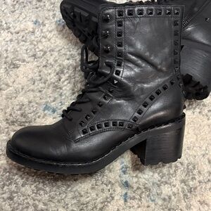 Ash Black Studded Combat Boots
